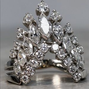 Platinum diamond crown ring